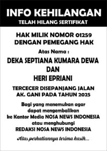INFO KEHILANGAN SERTIFIKAT